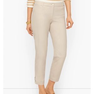 TALBOTS PERFECT CROPS TAN/KHAKI BUTTON DETAIL AT HEM 12